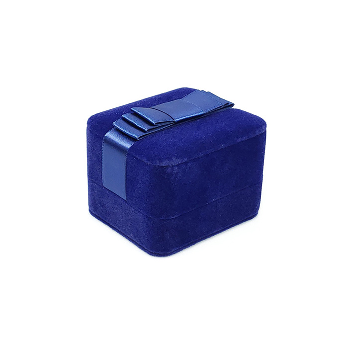 Velvet jewelry boxes bow ribbon blue packing boxes wholesale